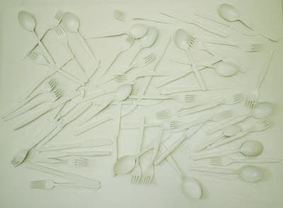 Besteck-lich, Collage, 60 x 50 cm